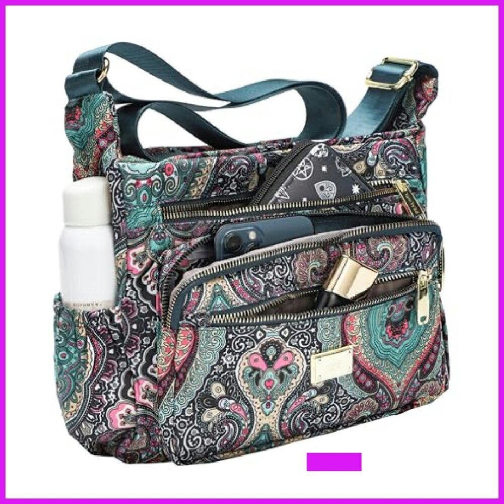 Lightweight Nylon Tote Crossbody Satchel Multiple Pockets Anti-Theft Design - Picture 4 of 8